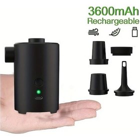 Resim Xuweiwei 1 Adet Siyah Kablosuz Elektrikli Şişirme Pompası Kamp Yatak Yastık Vakumlu Çanta Ve Yüzme Halkası İçin 