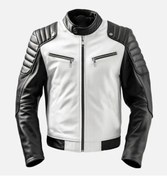 Resim NYC GİYİM TEKSTİL Prof Model Siyah Ve Beyaz Hakiki Koyun Derisi Entegreli Spor Mont 