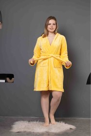 Resim mervemoda KADIN SARI ULTRASOFT PELİUŞ SABAHLIK 