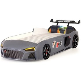 Resim Gri Arabalı Yatak V12 Audi Işıklı Full Plastik 