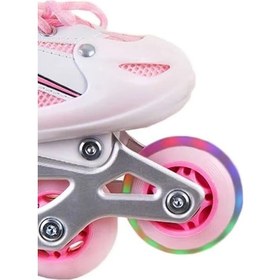 Resim Paten Işıklı Ayarlanabilir 4 Tekerli Alıştırmalı Çocuk Pateni 