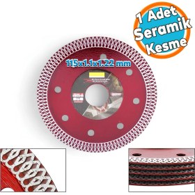 Resim Ultra Ince Hassas Elmas Seramik Mermer Porselen Fayans Granit Sulu Kuru Kesim Kesme 115 mm Disk 