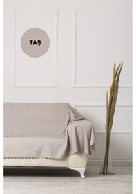 Resim Taş Battal Boy Kollarınıda Kapatan Çift Taraflı Çekyat Koltuk Örtüsü Şalı 