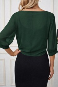 Resim Efnaz style Kadın Fakir Kollu önden Bağlamalı Kısa şifon Bolero Ceket 