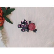 Resim Gümüş Renk Fare Figürlü Yüzük Pembe Kristalli Ayarlanabilir Çocuk Yüzük 