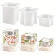 Resim Kare Reçine Silikon Mum Kalıpları - Geometrik DIY Epoksi Döküm Kalıpları, Çiçek ve Katı Desenli, Ev Dekoru, Düğünler ve Partiler için Yeniden Kullanılabilir Yüksek Kaliteli Silikon 