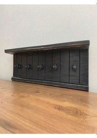 Resim Sumuhome Dekoratif Eskitilmiş Ahşap Duvar Askılık Antrasit 