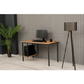 Resim Sehpol Bilgisayar Masası Sağ Sol Yönlü Pc Kasa Raflı 125x65x75 Cm Antrasit Atlantik Çam 