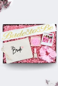 Resim Bez El Çantası & Bride To Be Kuşak & Oje & Saten Toka & Lotus Mum & İnstagram Çerçeve Hediye Seti 