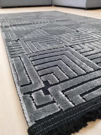 Resim Dekhera Halı Bienca 6495 Antrasit Parlak Dokuma Kesme Halı - 100X200 