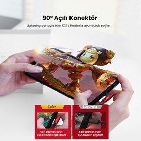 Resim Ugreen 90 Derece Açılı Lightning iPhone 1 M Kırmızı Şarj ve Data Kablosu 
