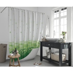 Resim Zethome Jackline Banyo Duş Perdesi 5020 Tek Kanat Yeşil 180X200 Gri 