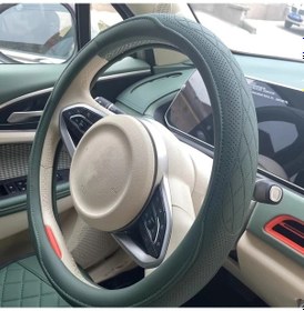 Resim Dashanshop Yeşil 15" Morandi Rose Gold Faux Leather Direksiyon Kılıfı Kaymaz Nefes Alabilir Lüks Yeşil 