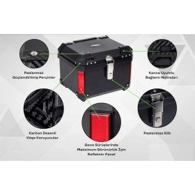 Resim RKS Motorsiklet Çanta Premium 60 Litre Abs Motosiklet Çantası Kırılmaz Karbon Siyah Renk 
