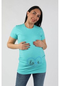 Resim Balins Hamile Love Tişört Mavi Baskılı 001 