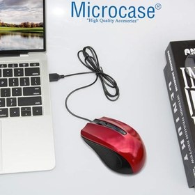 Resim Microcase 1600 DPI USB Kablolu Optik Mouse-AL4621 YK4512 (Kırmızı) 