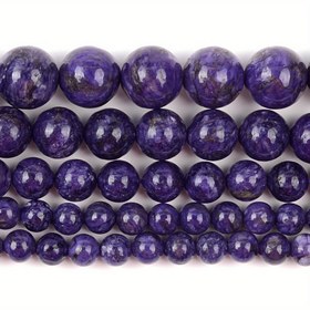 Resim Doğal Taş Mor Charoite Boncuklar Yuvarlak Gevşek Aralayıcı Boncuklar Takı Yapımı DIY Bilezik Kolye için 15 inç 6/8/10mm 