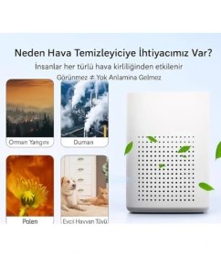 Resim H13 Hepa Filtreli Sessiz Çalışan Üç Katmanlı Kompakt Hava Temizleyici – Aktif Karbon Filtreli, 360° Hava Dolaşımı, Gece Modu 
