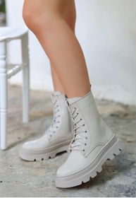 Resim pazarella Orge Bej Cilt Bağcıklı Bot 