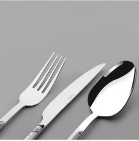 Resim Flora Beyaz 6 Kişilik Desenli 18 Parça Kutulu Çatal Kaşık Bıçak Takımı 