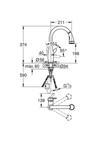 Resim Grohe Parkfield Eviye Bataryası- 30215001 
