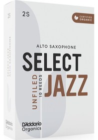 Resim D'addario Orrs10asx2s Organic Select Jazz Unfiled Alto Saksafon Kamışı No: 2 Soft Profesyonel/caz - 10'lu Paket Kimyasalsız Organik Tarım Sertifikalı, Yumuşak Ve Esnek Yapı 