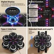 Resim Yeni 6 Düğmeli Akıllı Sayımlı Müzikli Boks Makinesi Oyuncak - Kablosuz Müzikli Boks Duvar Hedefi, Ev Kullanımı, Çocuk ve Yetişkin Antrenman Ekipmanı, Skorlu 