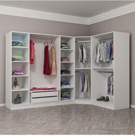 Resim Minar Kale190 7 Kapaklı 2ç Köşe Dolap Beyaz Mebran 210cm Beyaz 