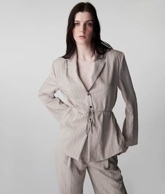 Resim Natürel Çizgi Jakarlı Kuşaklı Blazer Is1260106024003 | Ipekyol - Bej / 34 
