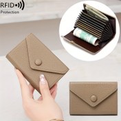 Resim FOREVER MIYIN Mini RFID Engelleme Cüzdanı, Lychee Kabartma, Çoklu Kart Yuvası, Düz Renk, Flap Düğme Akordiyon Tasarımı, Şapka Kapatma, Polyester Astarlı, Minimalist Tarz, Islak Bezle Temizlenebilir, Zarf Form Faktörü, Flap Cebi ile Kredi Kartı Tutucu 