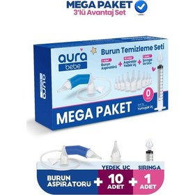 Resim Mega Paket Bebek Burun Temizleme Aspiratörü 10 Yedek Uç ve Burun Temizleme Şırıngası 