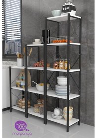Resim Morpanya Veraca Metal Mutfak Rafı 3 Bölmeli Mutfak Rafı Malzeme Dolabı Mikrodalga Fırın Rafı 