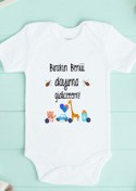 Resim Ayzi Tasarım Bırakın Beni Dayıma Gidicem Yazılı Bebek Zıbın Body 