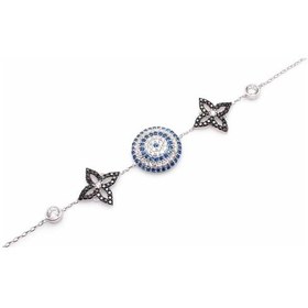 Resim Nusret 925 Ayar Gümüş Yıldız Nazar Boncuğu Bileklik 