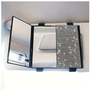 Resim Sunshine022 Beyaz Rhinestone Desenli Hd Araç Güneşlik Makyaj Aynası - İnce Dikdörtgen Siyah Kırmızı 