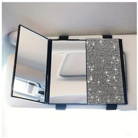 Resim Sunshine022 Beyaz Rhinestone Desenli Hd Araç Güneşlik Makyaj Aynası - İnce Dikdörtgen Siyah Kırmızı 