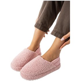Resim Kadın Lastikli Kaymaz Taban Peluş Havlu Kumaş Ev Ayakkabısı Panduf Pudra-pudra Pudra 