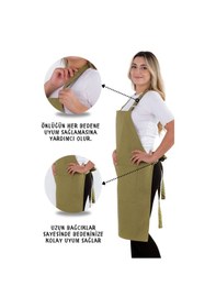 Resim Simple 3lü Set Ayar Askılı Mutfak Önlüğü Seti Eldiven, Tutacak Fıstık Yeşili 