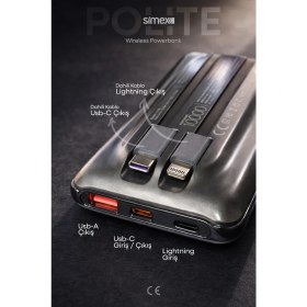 Resim Simex 10.000mAh MagSafe Powerbank 15W Wireless / 22.5W Hızlı Şarj - Dahili Type-C Lightning Kablolu S-38 