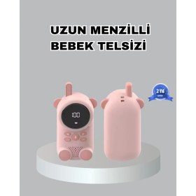 Resim Kont Şarjlı Bebek Telsizi Uzun Mesafe 22 Kanal LCD Ekran Vox Modu 400 Mah 