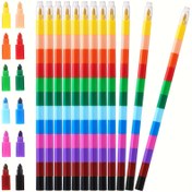 Resim 2 Adet 12 Renkli Düğüm Boğazlı Yapı Taşları Yığma Kalemler DIY Boyama Kalemi Grafiti Kalemleri Plastik Kalemler 10 inç/25.5 cm 