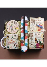 Resim Kuş Motifli Kupa & Bardak Altlığı & Tütsü & 2'li Dünya Kahveleri Hediye Seti 