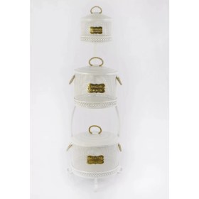 Resim Evistro Metal Standlı 3 Katlı Delikli Patates Soğan Sarımsak Kovası Beyaz 