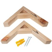 Resim Doğal Ahşap Duvar Raf Ayağı 16x16cm Dayanıklı 90 Derece (2li set) 