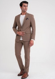 Resim Efor Comfort Fit Çift Yırtmaç Pamuk Karışım Dokulu Tütün Blazer Ceket C 722 
