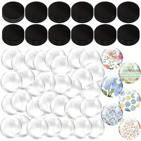 Resim 100 adet Çeşitli Manyetik Cam Yapıştırıcı Dekor Parçaları - 2.54 cm Yuvarlak ve Kare, Siyah, Beyaz, Çiçek, Geometrik ve Doğa Tasarımları, Buzdolabı, Dolap ve Daha Fazlası İçin, Buzdolabı Manyetikleri | Dekoratif Manyetikler | Yapıştırıcı Arka 