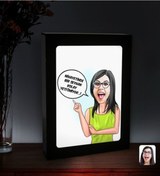Resim Kişiye Özel Isimli Kadın Kolay Yetişmiyor Karikatürlü Led Işıklı (508470782) 
