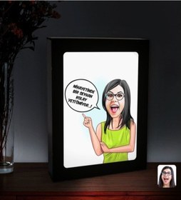 Resim Kişiye Özel Isimli Kadın Kolay Yetişmiyor Karikatürlü Led Işıklı (508470782) 