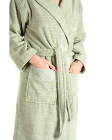 Resim Vespera Sage Green Pamuklu Bornoz Takım Yeşil 