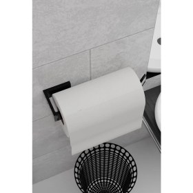 Resim Metal Siyah Kağıt Rulo Havluluk Peçetelik, Yapışkanlı Tasarım Banyo Askısı 